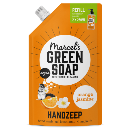 Handzeep Navulling Sinaasappel & Jasmijn 500 ml Marcel's Green Soap