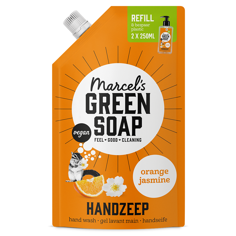 Handzeep Navulling Sinaasappel & Jasmijn 500 ml Marcel's Green Soap
