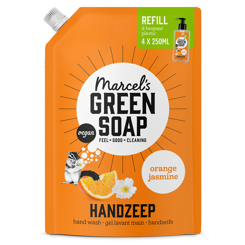 Handzeep Navulling Sinaasappel & Jasmijn 1 l Marcel's Green Soap