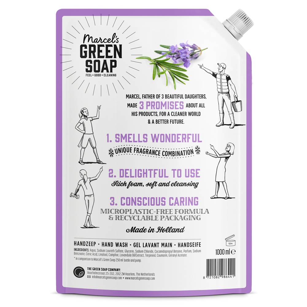 Handzeep Navulling Lavendel & Rozemarijn 1 l Marcel's Green Soap