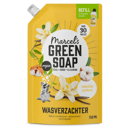 Wasverzachter Navulling Vanille & Katoen Marcel's Green Soap