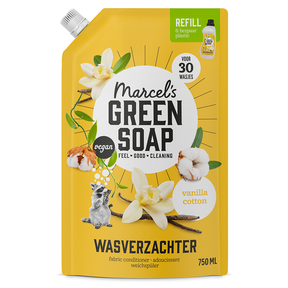 Wasverzachter Navulling Vanille & Katoen Marcel's Green Soap