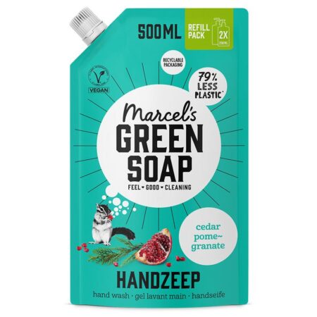 handzeep navulling ceder & granaatappel 500 ml marcel's green soap