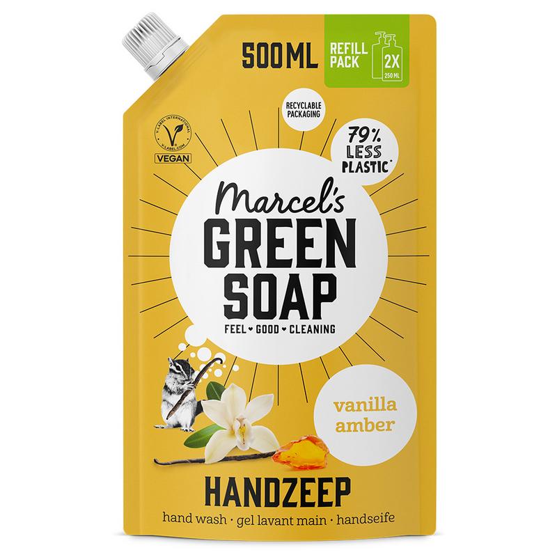 handzeep navulling vanille & amber 500 ml marcel's green soap