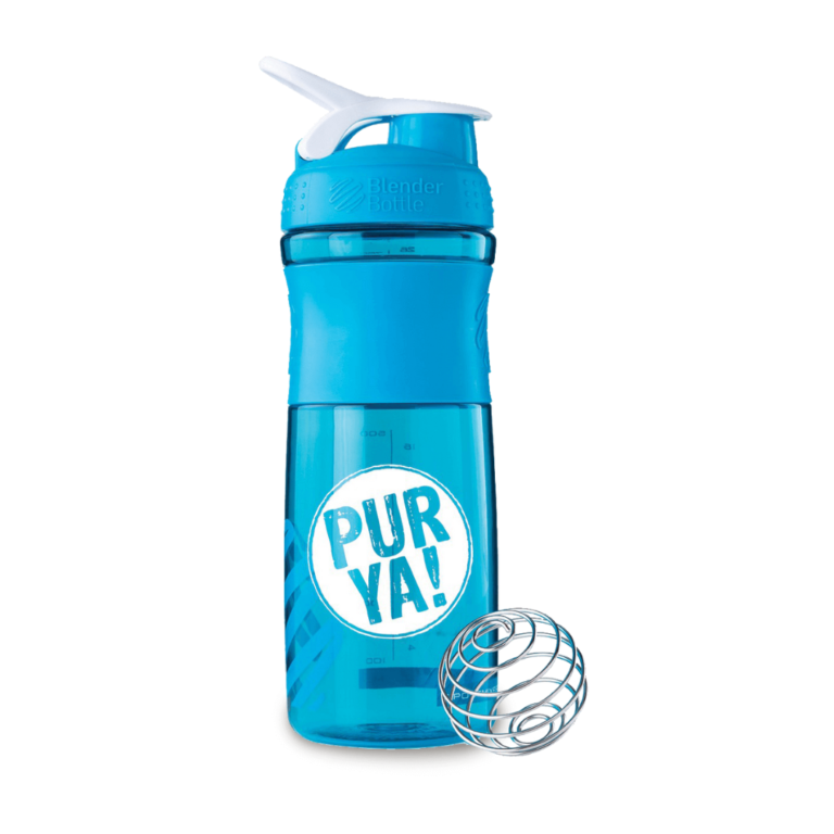 blauwe waterfles met blender ball 760 ml