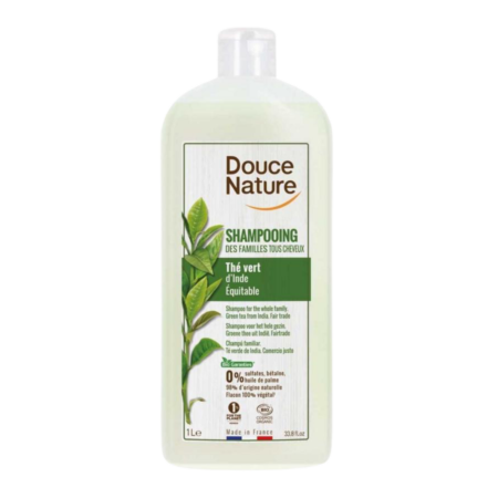 shampoo familie glanzend haar groene thee biologisch 1 l douce nature