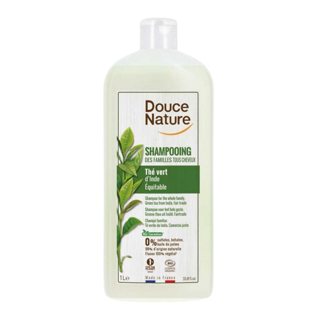 shampoo familie glanzend haar groene thee biologisch 1 l douce nature