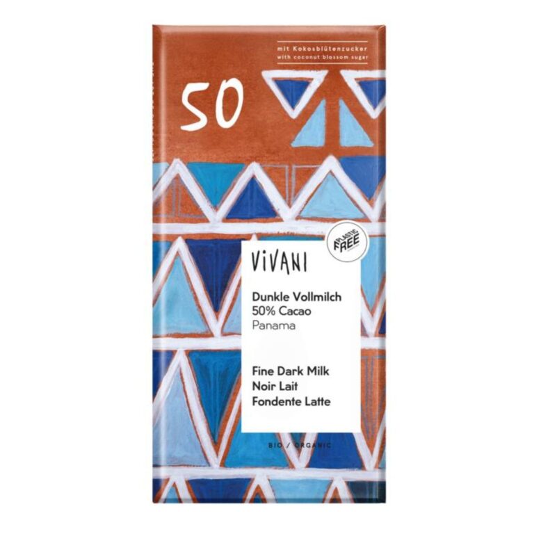 vivani chocolade melk donker 50% panama 80 gram
