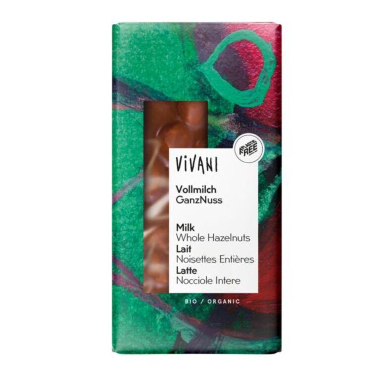 vivani chocolade melk met hele hazelnoten 100 gram