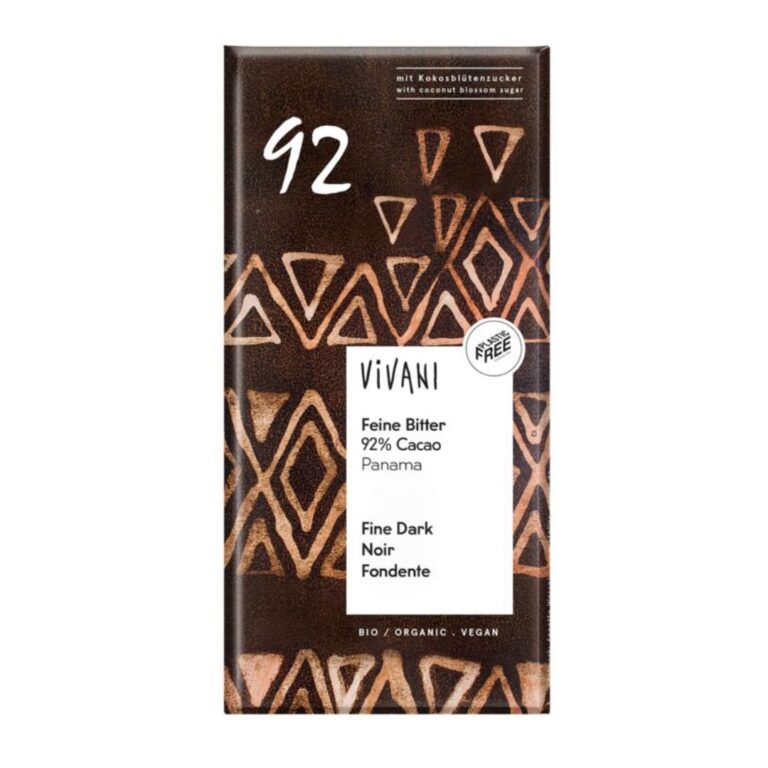 vivani chocolade puur delicaat 92% panama 80 gram