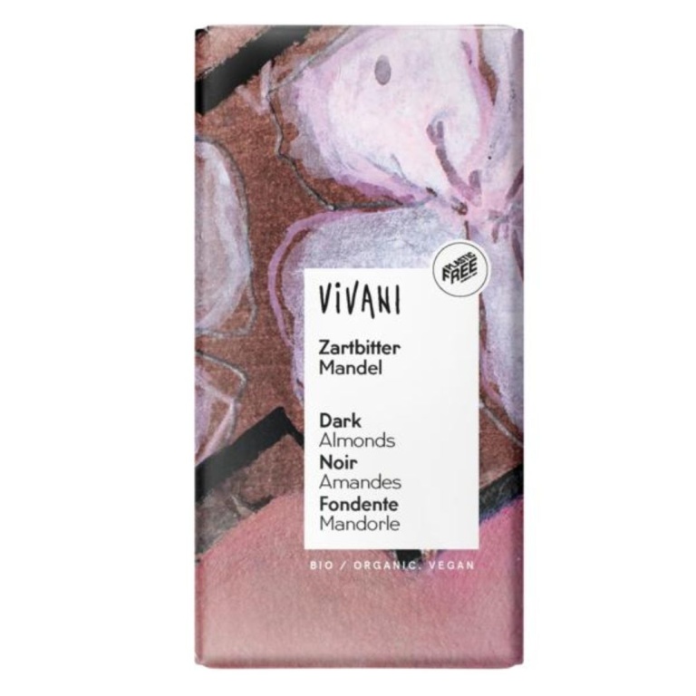 vivani chocolade puur met amandelen 100 gram