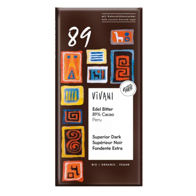 vivani chocolade puur superieur 89% peru 80 gram