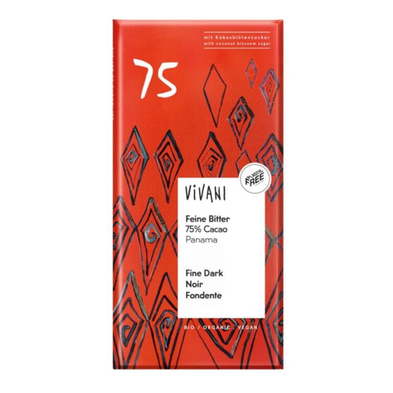 vivani chocolade puur delicaat 75% panama 80 gram