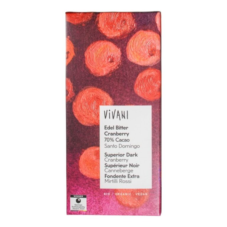 vivani cranberry pure chocolade 100 gram