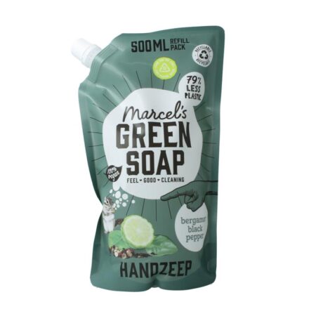 handzeep navulling bergamot & zwarte peper 500 ml marcel's green soap