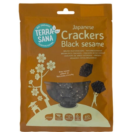 japanse bruine rijstcrackers zwarte sesam 60 g